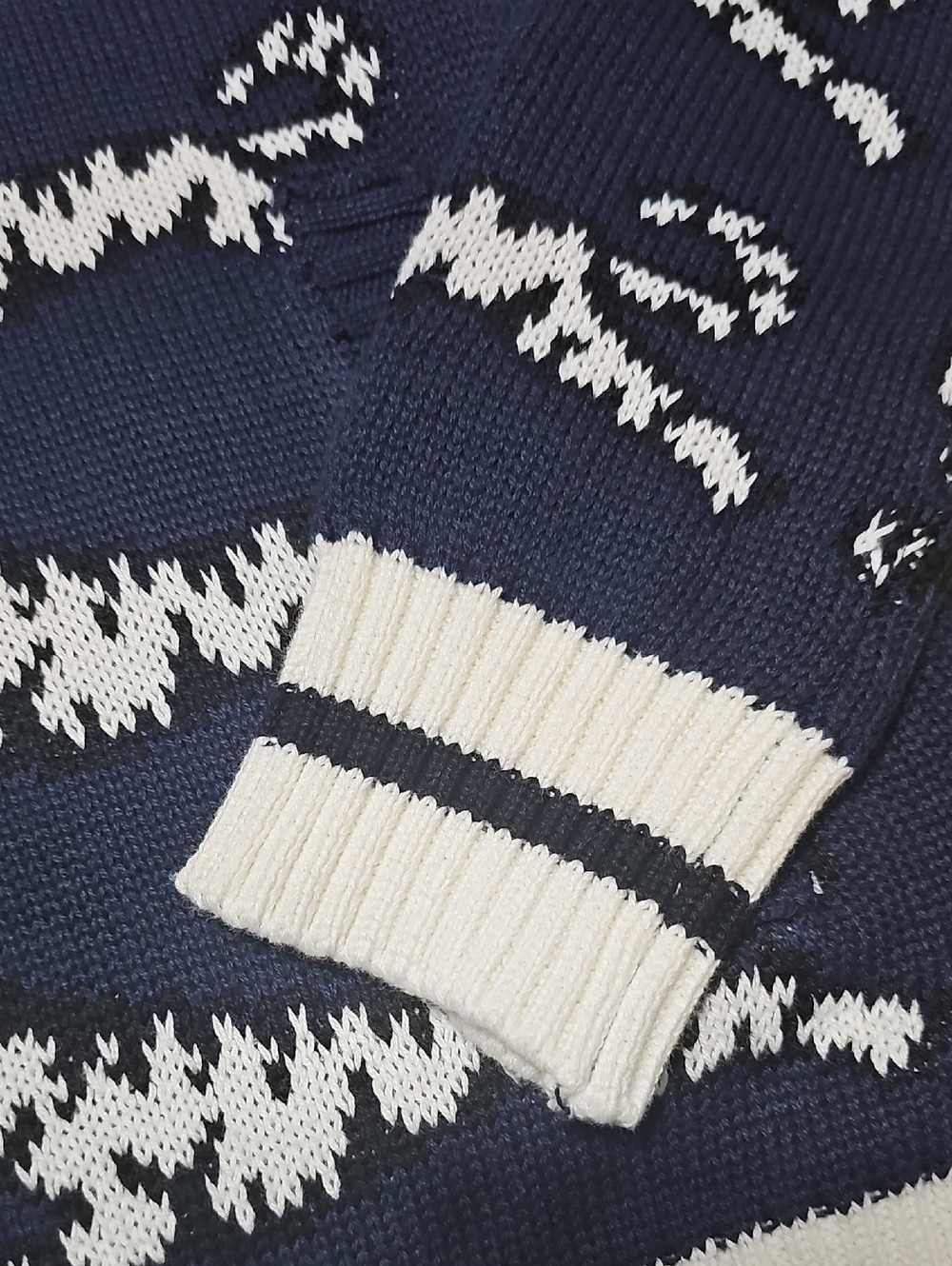 Le Tigre Navy Red and White Zip-Up Knit Sweater with Tiger Motif Large New - Picture 6 of 10